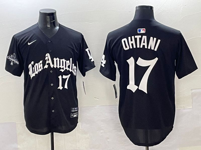 Men Los Angeles Dodgers #17 Ohtani Black Five generations Joint Name 2025 Nike MLB Jersey style 36
